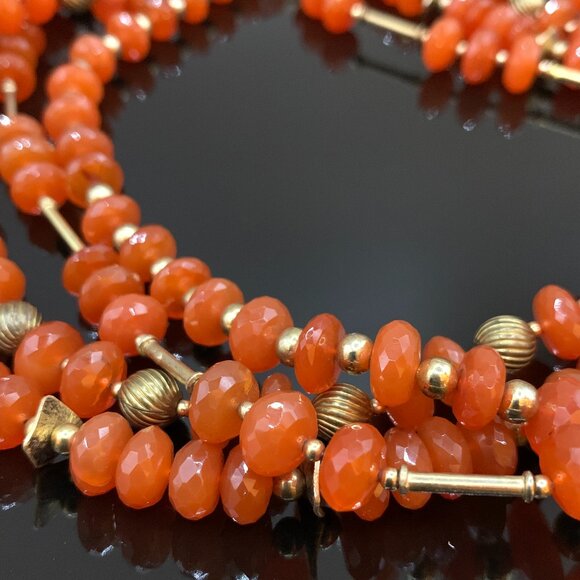 Carnelian Facet Cut Roundel Beads Vermeil John Beeman Design 4 Strand Necklace - Picture 10 of 14